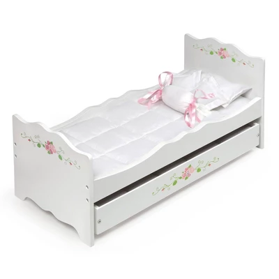 Badger Basket White Rose Doll Bed With Trundle 5 Badger Basket White Rose Doll Bed With Trundle - Image 3