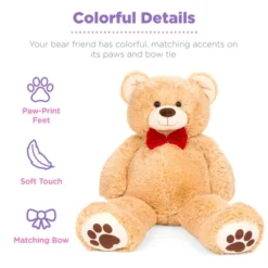Best Choice Products 38in Giant Soft Plush Teddy Bear Stuffed Animal Toy W/ Bow Tie, Footprints -Best Toys Store GUEST 064bc590 f67d 4ce0 a208 d9cf3365565a