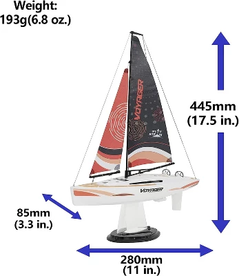 Playsteam Voyager 280 Motor-Power RC Sailboat - Red 7 Playsteam Voyager 280 Motor-Power RC Sailboat - Red - Image 5