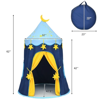 Costway Kids Foldable Pop Up Play Tent W/ Star Lights Carry Bag Indoor Outdoor 3 Costway Kids Foldable Pop Up Play Tent W/ Star Lights Carry Bag Indoor Outdoor