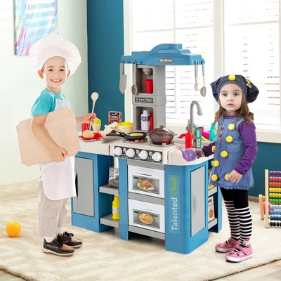 Costway Play Kitchen Set 67 PCS Kitchen Toy For Kids W/Food &Realistic Lights & Sounds 3 Costway Play Kitchen Set 67 PCS Kitchen Toy For Kids W/Food &Realistic Lights & Sounds