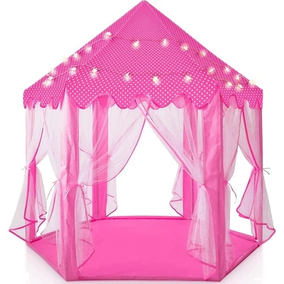 Large Playhouse Tent - Princess Castle Pink With Star Lights And Carry Bag - Play22USA 4 Large Playhouse Tent - Princess Castle Pink With Star Lights And Carry Bag - Play22USA - Image 2