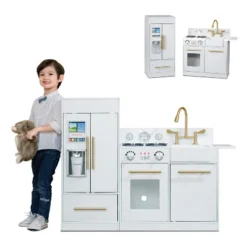 Teamson Kids Little Chef Charlotte Kids Play Kitchen, Wooden Kitchen Playset For Toddlers, White/Gold -Best Toys Store GUEST 2899e486 73df 42cc 8ceb 6869a7f92972