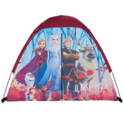 Exxel Outdoors Disney Fronzen 2 Kids 4 Piece Princess Camping Kit With Floorless Dome Tent, Youth Sized Sleeping Bag, Backpack, And LED Flashlight