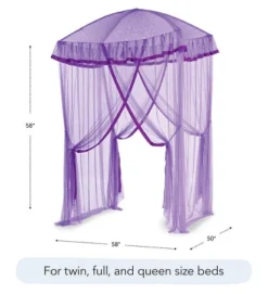 HearthSong Sparkling Lights Light-Up Bed Canopy For Twin, Full, Or Queen Beds