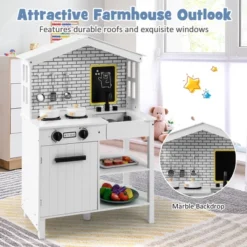 Costway Kids Farmhouse Kitchen Play Set Wooden Pretend Toy With Storage & Accessories -Best Toys Store GUEST 4139e4da 623e 4824 a0b6 76c34e8a9485