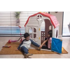 Ram Quality Products Kid's Classic Real Feel Cottage Compact Foldable Plastic Toddler Outdoor Playhouse For Children Ages 2 Years Old And Up, White -Best Toys Store GUEST 448483ff 0867 4f36 8311 75b110c0b0a3