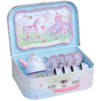 Jewelkeeper Tin Tea Set & Carrying Case - Unicorn Design - 15 Piece 4 Jewelkeeper Tin Tea Set & Carrying Case - Unicorn Design - 15 Piece - Image 2
