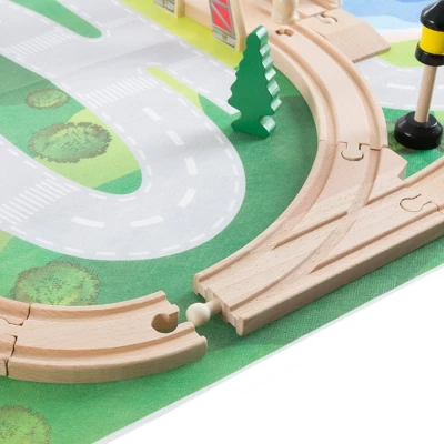 Hey! Play! Kids Deluxe Wooden Train Set With Play Mat 7 Hey! Play! Kids Deluxe Wooden Train Set With Play Mat - Image 5