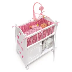 Badger Basket Cabinet Doll Crib With Chevron Bedding And Free Personalization Kit - White/Pink -Best Toys Store GUEST 5618c839 b55d 44a4 95bc aedf254be5f2