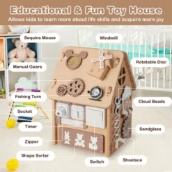 Costway Wooden Busy House Montessori Toy With Sensory Games & Interior Storage Space -Best Toys Store GUEST 5b4a5a83 22bd 4fd2 a0ba b71bb0f1c31d