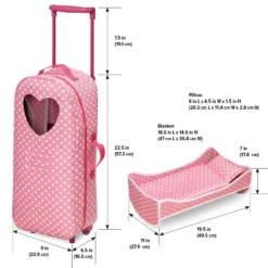 Badger Basket 3-in-1 Trolley Doll Carrier With Rocking Bed And Bedding - Pink/Polka Dot -Best Toys Store GUEST 63931a6a 4383 4cfd 9aee d29ec64982d4