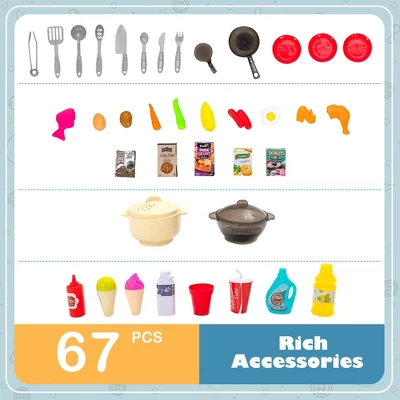 Costway Play Kitchen Set 67 PCS Kitchen Toy For Kids W/Food &Realistic Lights & Sounds 10 Costway Play Kitchen Set 67 PCS Kitchen Toy For Kids W/Food &Realistic Lights & Sounds - Image 8