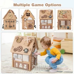 Costway Wooden Busy House Montessori Toy With Sensory Games & Interior Storage Space -Best Toys Store GUEST 71b2f74b 271a 45f2 99dd 27da07b43004