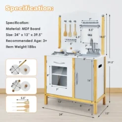 Costway Kids Play Kitchen Set Toddler Pretend Cooking Set W/ Cabinet&Accessories -Best Toys Store GUEST 73fe2187 6d1a 4db2 8b65 00cb1d596e9e