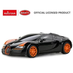 Link Ready! Set! Play!1:24 Scale Radio Remote Control Bugatti Veyron Car Toy - Black/Orange