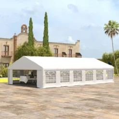Outsunny 23' X 39' Party Tent & Carport With Removable Sidewalls And Windows, White Tents For Parties, Wedding And Outdoor Events
