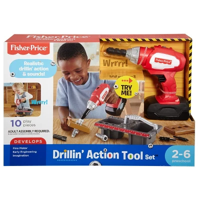 Fisher Price Fisher-Price Drillin' Action Tool Set - Realistic Drillin' Action & Sounds - 11 Piece Set 5 Fisher Price Fisher-Price Drillin' Action Tool Set - Realistic Drillin' Action & Sounds - 11 Piece Set - Image 3