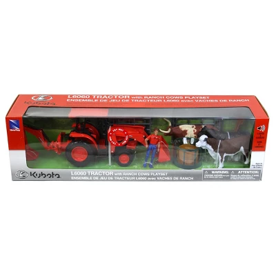 New Ray 1/18 Plastic Kubota Tractor With Figure, Animals & Fence SS-33313 3 New Ray 1/18 Plastic Kubota Tractor With Figure, Animals & Fence SS-33313