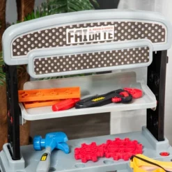 Qaba Kids Workbench 79-Piece Construction Playset Toy With Battery-Powered Drill, Hammer, Saw, Storage Tray For Ages 3+, Black And Gray -Best Toys Store GUEST 90fbcb4b c395 479a b50a 0ca016115934