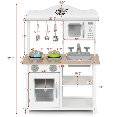 Costway Wooden Pretend Play Kitchen Set For Kids Toddlers W/ Accessories & Sink 3 Costway Wooden Pretend Play Kitchen Set For Kids Toddlers W/ Accessories & Sink