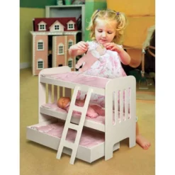 Badger Basket Trundle Doll Bunk Bed With Ladder And Free Personalization Kit - White/Pink -Best Toys Store GUEST 9ca6611a 11b9 487a 888f 53b64609a4c3
