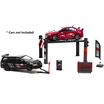 "Ralliart" Garage Tools Set Of 5 Pieces With Stickers For 1/64 Model Cars By Tarmac Works 3 "Ralliart" Garage Tools Set Of 5 Pieces With Stickers For 1/64 Model Cars By Tarmac Works