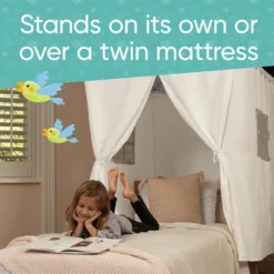 Hearthsong Cozy Cottage Bed Canopy With LED Lights Designed For Twin Or Queen-Sized Bed - Gray 11 Hearthsong Cozy Cottage Bed Canopy With LED Lights Designed For Twin Or Queen-Sized Bed - Gray -Best Toys Store GUEST a7b0a67f cc48 4443 accb 34a92d2748e7