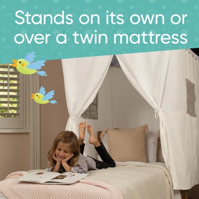 Hearthsong Cozy Cottage Bed Canopy With LED Lights Designed For Twin Or Queen-Sized Bed - Gray 5 Hearthsong Cozy Cottage Bed Canopy With LED Lights Designed For Twin Or Queen-Sized Bed - Gray - Image 3