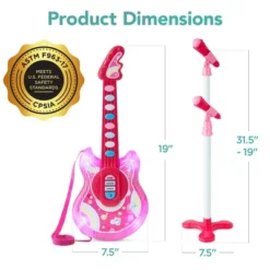 Best Choice Products 19in Kids Flash Guitar, Pretend Play Musical Instrument Toy For Toddlers W/ Mic, Stand - Pink -Best Toys Store GUEST ad3d00ec 082a 4ad0 a87c db4d0151cdb9