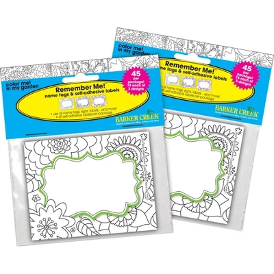 2pk 45ea Color Me! In My Garden Remember Me! Self-Adhesive Name Tag Labels - Barker Creek 3 2pk 45ea Color Me! In My Garden Remember Me! Self-Adhesive Name Tag Labels - Barker Creek