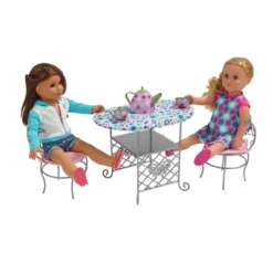 Badger Basket Tea Time Metal Doll Table And Chair Set With Accessories - Silver/Pink/Multi -Best Toys Store GUEST b3d98e87 386a 4f2e 9371 067607bd061c