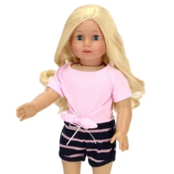 Sophia’s 2 Piece Summer Outfit With Tie Front Tee And Striped Shorts For 18" Dolls, Pink/Navy -Best Toys Store GUEST bfe61989 66a1 44d7 8652 0fab1cdc9ba2