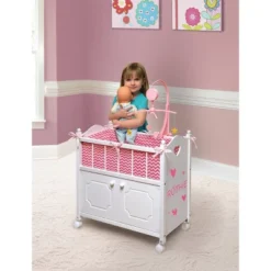 Badger Basket Cabinet Doll Crib With Chevron Bedding And Free Personalization Kit - White/Pink -Best Toys Store GUEST c1e4be35 0f2a 4c68 b06e 9ca334d3a55b