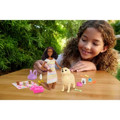 Barbie Doll Newborn Pups Playset - Brunette Hair 3 Barbie Doll Newborn Pups Playset - Brunette Hair