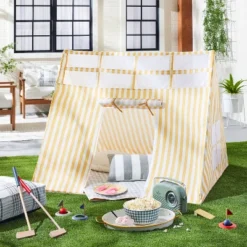 Kids' Stargazing Play Tent - Gold/Cream Stripes - Hearth & Handâ„¢ With Magnolia
