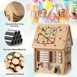 Costway Wooden Busy House Montessori Toy With Sensory Games & Interior Storage Space -Best Toys Store GUEST cb26035c 6e38 4c57 b0c1 a10014f75e2b