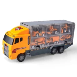 Ready! Set! Play! Link 11 In 1 Die-Cast Construction Truck Vehicle Carrier, Car Toy Set Play Vehicles