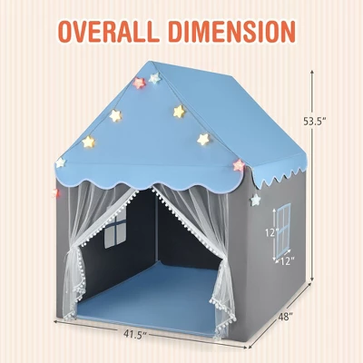 Costway Kids Playhouse Tent Large Castle Fairy Tent Gift W/Star Lights Mat 3 Costway Kids Playhouse Tent Large Castle Fairy Tent Gift W/Star Lights Mat