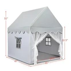 Costway Kids Play Tent Large Playhouse Children Play Castle Fairy Tent Gift W/ Mat Gray -Best Toys Store GUEST ced6e0cc ce45 46d4 ab5d ac272b1269cf