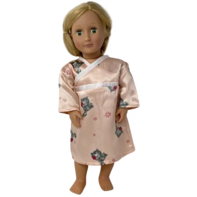 Doll Clothes Superstore Size 7 Matching Girl And Doll Tangerine Kitty Satin Nightgown 4 Doll Clothes Superstore Size 7 Matching Girl And Doll Tangerine Kitty Satin Nightgown - Image 2