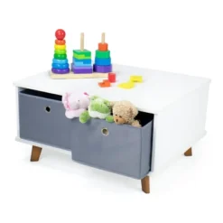 Morgan Mid-Century Kids' Activity Table With Fabric Storage Bins White/Gray - Humble Crew -Best Toys Store GUEST daf4b011 49d3 42e6 9c9d b0b0eb1d7bb3