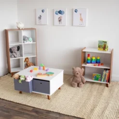 Morgan Mid-Century Kids' Activity Table With Fabric Storage Bins White/Gray - Humble Crew -Best Toys Store GUEST deee64b4 6b6c 4eb5 94cc 37e77114af3d