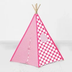 Bacati - Mix N Match Pink Chevron/Dots Play Tent For Kids/Toddlers, 100% Cotton Percale Fabric Cover -Best Toys Store GUEST df0c1077 7555 4e5d b4ad 078e96eaf6df