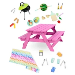 Our Generation Picnic Table Set With Play Food Accessories For 18" Dolls - Pink -Best Toys Store GUEST e2cb7f01 f9b3 431a bced c92065e433ab