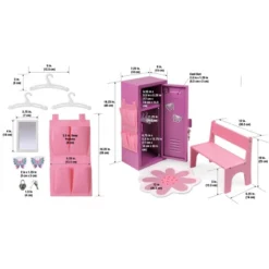 Badger Basket School Style Single Doll Locker Set With Bench, Rug And Accessories - Purple/Pink -Best Toys Store GUEST e3f7c417 cf03 41a4 b1e5 8940a26f09a9