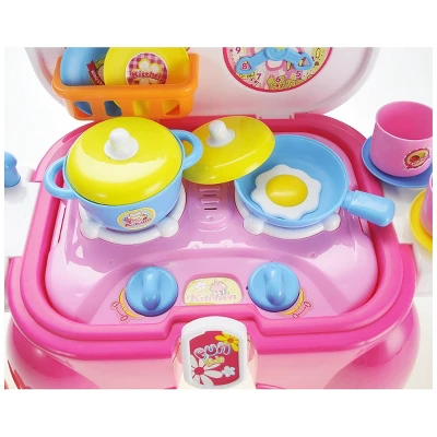 Insten 21 Piece Portable Kids Kitchen Cooking Set Toy With Lights And Sounds, Folds Into Stepstool, 13 X 8 In 7 Insten 21 Piece Portable Kids Kitchen Cooking Set Toy With Lights And Sounds, Folds Into Stepstool, 13 X 8 In - Image 5