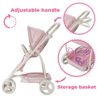 Olivia's Little World 2 In 1 Baby Doll Stroller Pram Foldable Pink/Grey OL-00009 5 Olivia's Little World 2 In 1 Baby Doll Stroller Pram Foldable Pink/Grey OL-00009 - Image 3