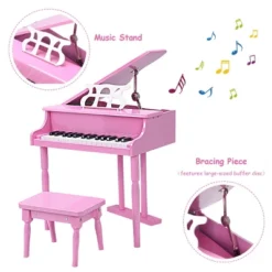 30 Key Childs Toy Grand Baby Piano W/ Kids Bench Wood Pink -Best Toys Store GUEST fa658344 8bde 4fcf aad7 03318e096a8d