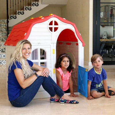 Costway Kids Cottage Playhouse Foldable Plastic Play House Indoor Outdoor Toy Portable 4 Costway Kids Cottage Playhouse Foldable Plastic Play House Indoor Outdoor Toy Portable - Image 2